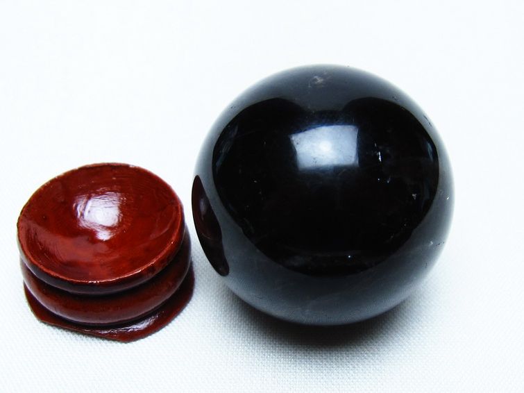 モリオン 丸玉 35mm 黒水晶 スフィア 置物 一点物 141-8092