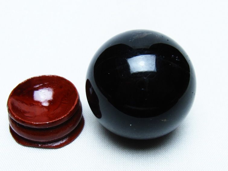 モリオン 丸玉 35mm 黒水晶 スフィア 置物 一点物 141-8105