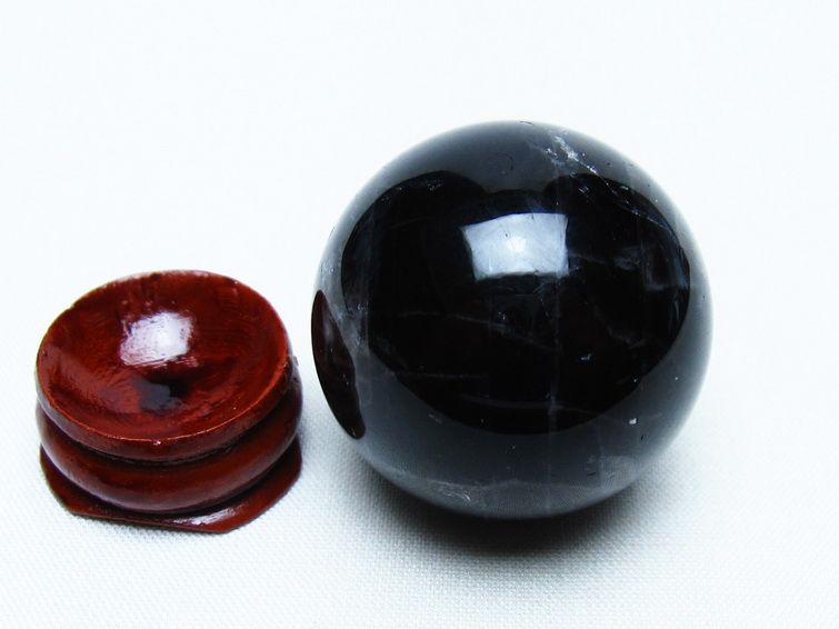 モリオン 丸玉 35mm 黒水晶 スフィア 置物 一点物 141-8112