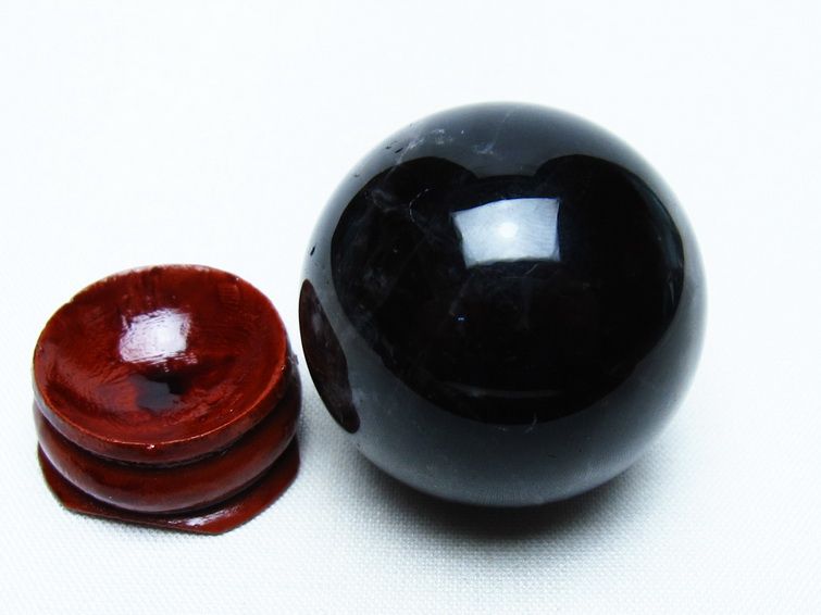 モリオン 丸玉 35mm 黒水晶 スフィア 置物 一点物 141-8115