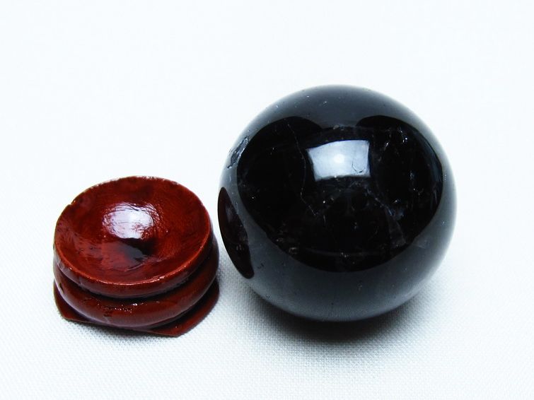 黒水晶 丸玉 34mm モリオン スフィア 置物 一点物 141-8123