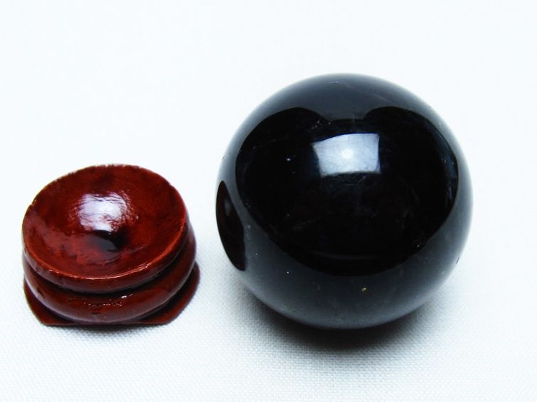 黒水晶 丸玉 34mm モリオン スフィア 置物 一点物 141-8125