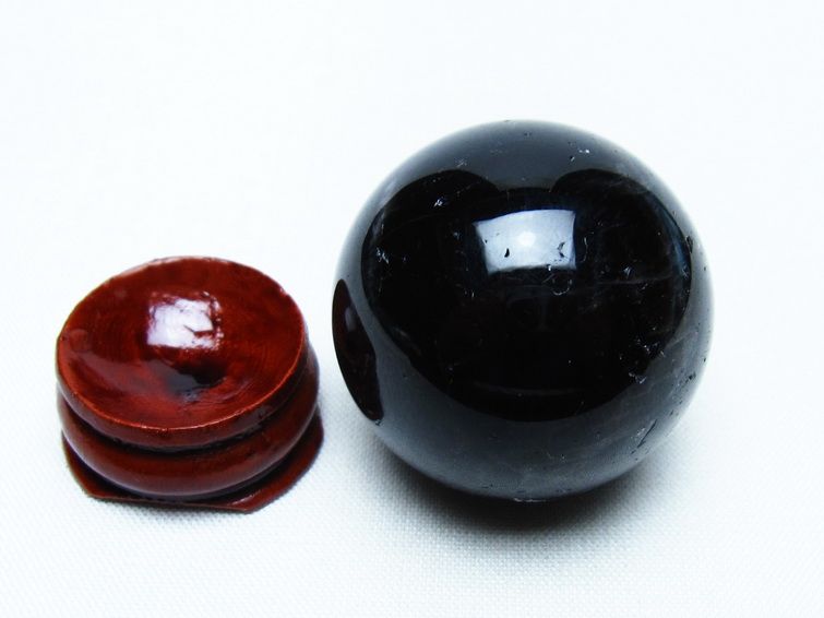 黒水晶 丸玉 34mm モリオン スフィア 置物 一点物 141-8129