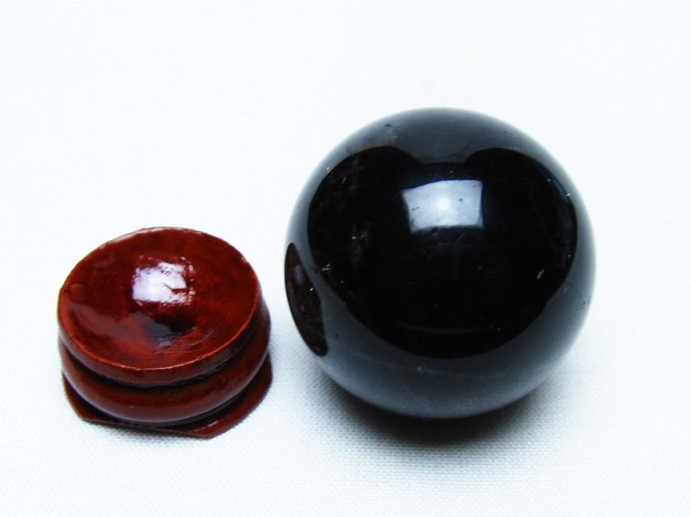 黒水晶 丸玉 34mm モリオン スフィア 置物 一点物 141-8131