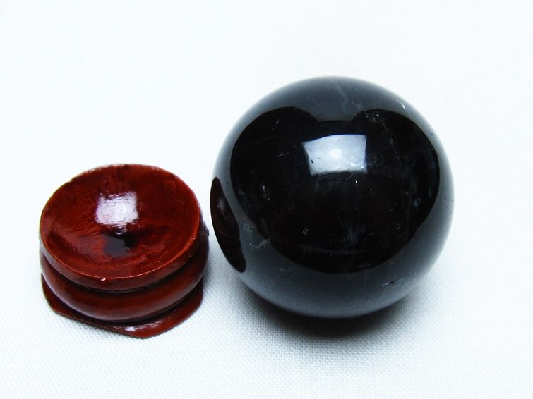 黒水晶 丸玉 34mm モリオン スフィア 置物 一点物 141-8137