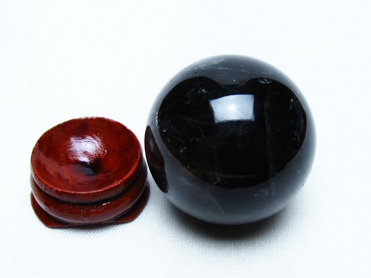 黒水晶 丸玉 34mm モリオン スフィア 置物 一点物 141-8138