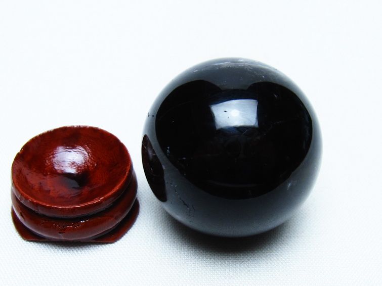 黒水晶 丸玉 34mm モリオン スフィア 置物 一点物 141-8140