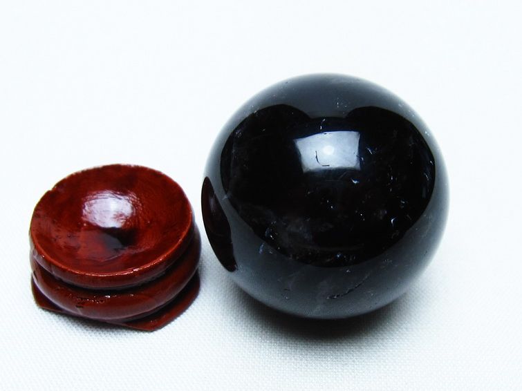 黒水晶 丸玉 34mm モリオン スフィア 置物 一点物 141-8141