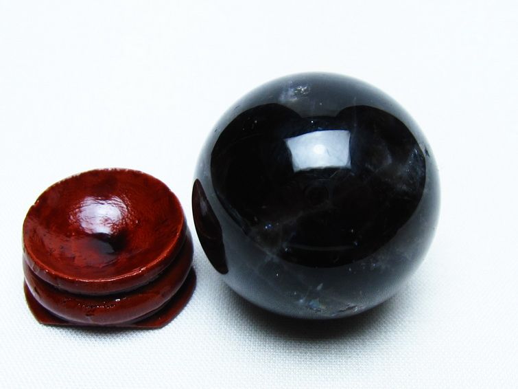 黒水晶 丸玉 34mm モリオン スフィア 置物 一点物 141-8143