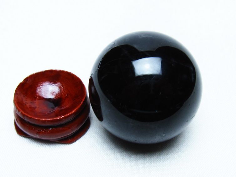 黒水晶 丸玉 34mm モリオン スフィア 置物 一点物 141-8144