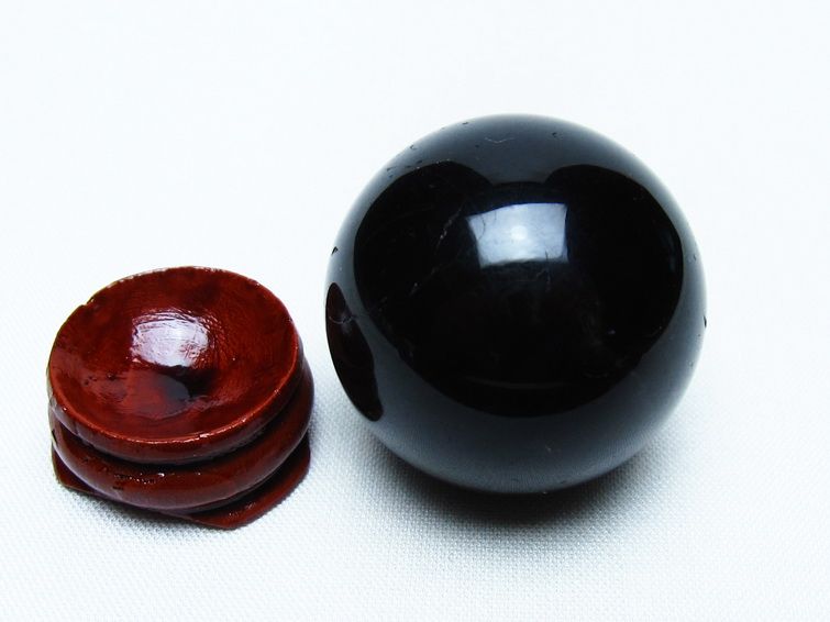 黒水晶 丸玉 34mm モリオン スフィア 置物 一点物 141-8145