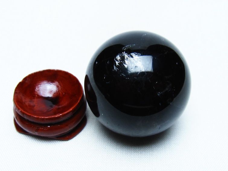 黒水晶 丸玉 34mm モリオン スフィア 置物 一点物 141-8148