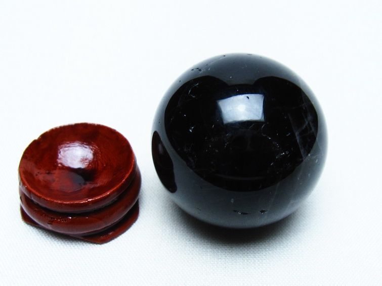 黒水晶 丸玉 34mm モリオン スフィア 置物 一点物 141-8149