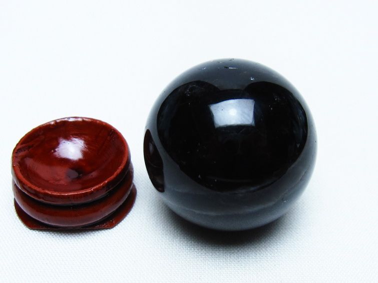 黒水晶 丸玉 34mm モリオン スフィア 置物 一点物 141-8150