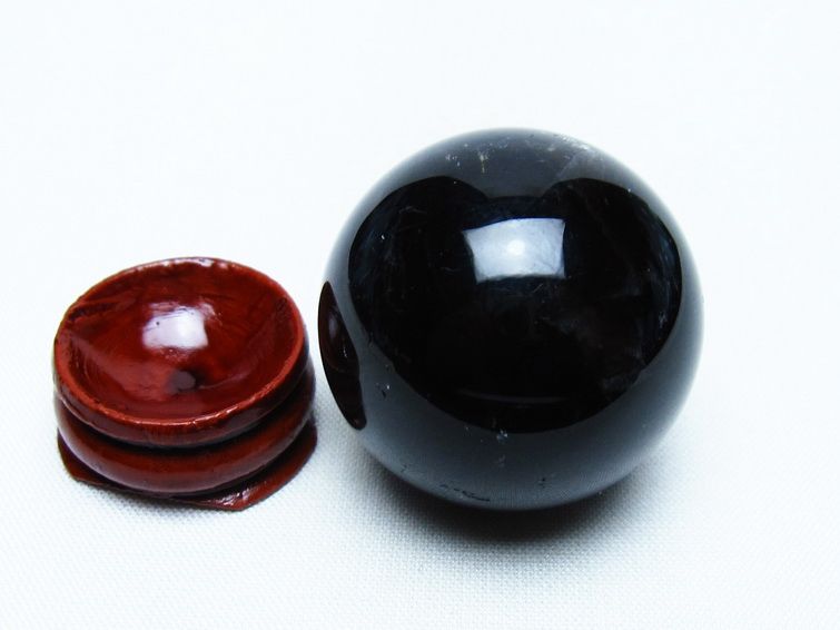黒水晶 丸玉 34mm モリオン スフィア 置物 一点物 141-8151