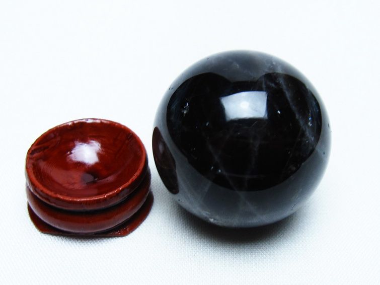 黒水晶 丸玉 34mm モリオン スフィア 置物 一点物 141-8153