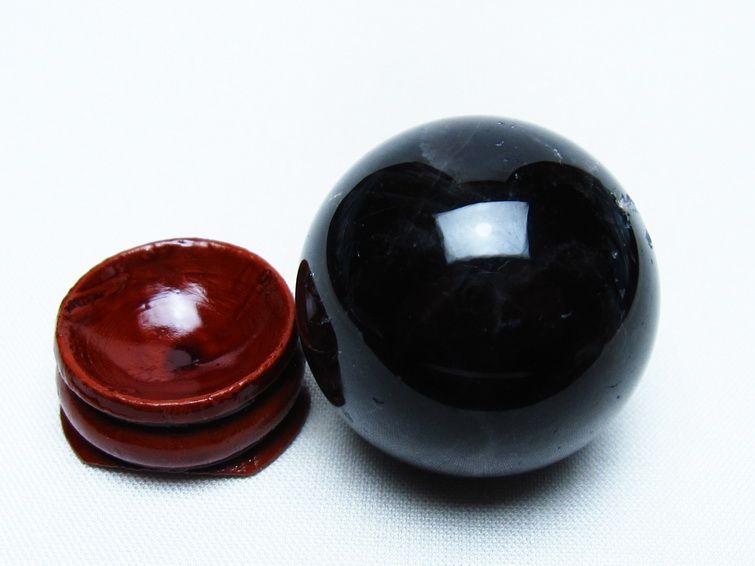 黒水晶 丸玉 34mm モリオン スフィア 置物 一点物 141-8154