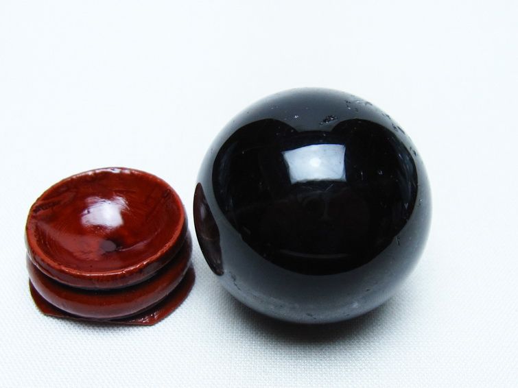黒水晶 丸玉 34mm モリオン スフィア 置物 一点物 141-8157