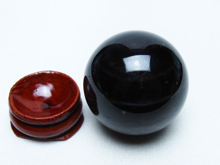 黒水晶 丸玉 34mm モリオン スフィア 置物 一点物 141-8160