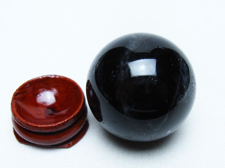 黒水晶 丸玉 34mm モリオン スフィア 置物 一点物 141-8163