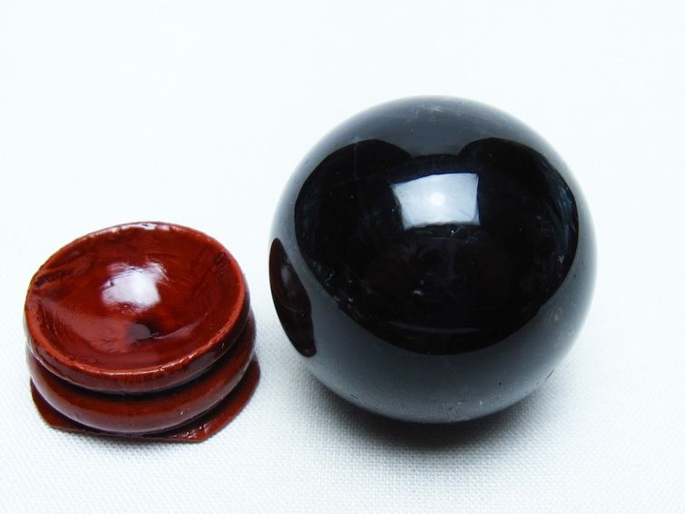 黒水晶 丸玉 34mm モリオン スフィア 置物 一点物 141-8164
