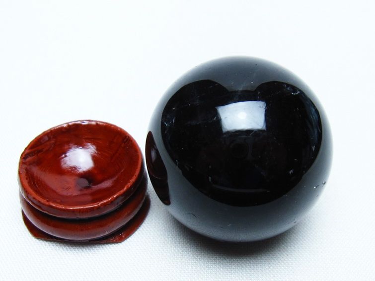 黒水晶 丸玉 34mm モリオン スフィア 置物 一点物 141-8165