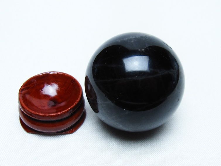 黒水晶 丸玉 36mm モリオン スフィア 置物 一点物 141-8167