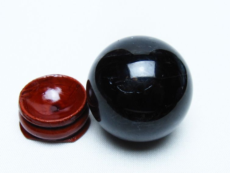 黒水晶 丸玉 36mm モリオン スフィア 置物 一点物 141-8168