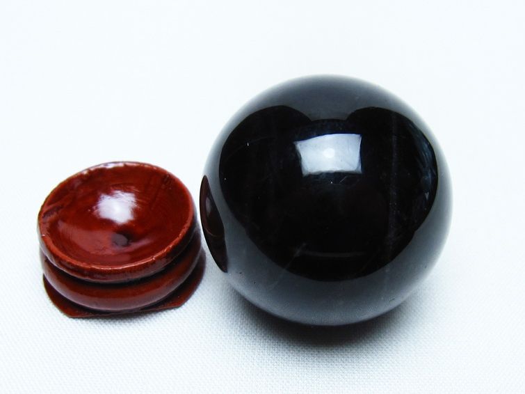 黒水晶 丸玉 36mm モリオン スフィア 置物 一点物 141-8170