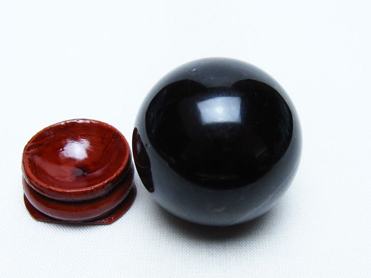 黒水晶 丸玉 36mm モリオン スフィア 置物 一点物 141-8172