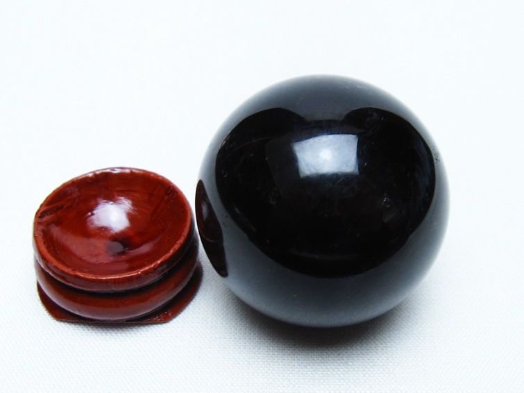 黒水晶 丸玉 36mm モリオン スフィア 置物 一点物 141-8176