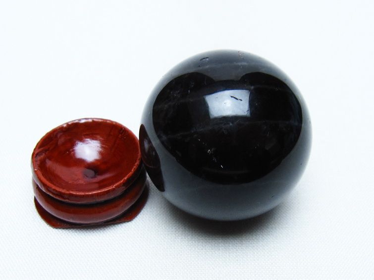 黒水晶 丸玉 36mm モリオン スフィア 置物 一点物 141-8178