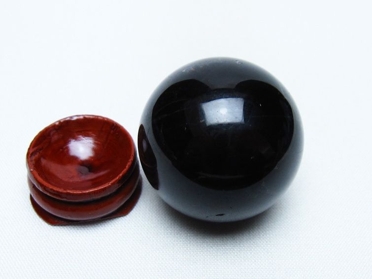 黒水晶 丸玉 35mm モリオン スフィア 置物 一点物 141-8182