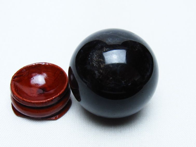 黒水晶 丸玉 35mm モリオン スフィア 置物 一点物 141-8183