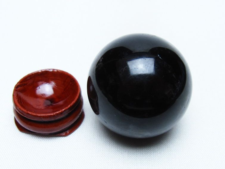 黒水晶 丸玉 35mm モリオン スフィア 置物 一点物 141-8184