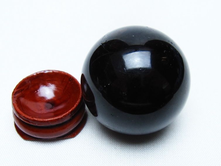 黒水晶 丸玉 35mm モリオン スフィア 置物 一点物 141-8185