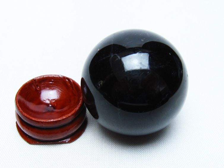黒水晶 丸玉 35mm モリオン スフィア 置物 一点物 141-8191