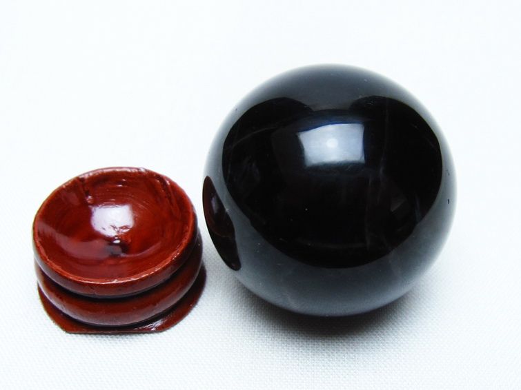 黒水晶 丸玉 35mm モリオン スフィア 置物 一点物 141-8194