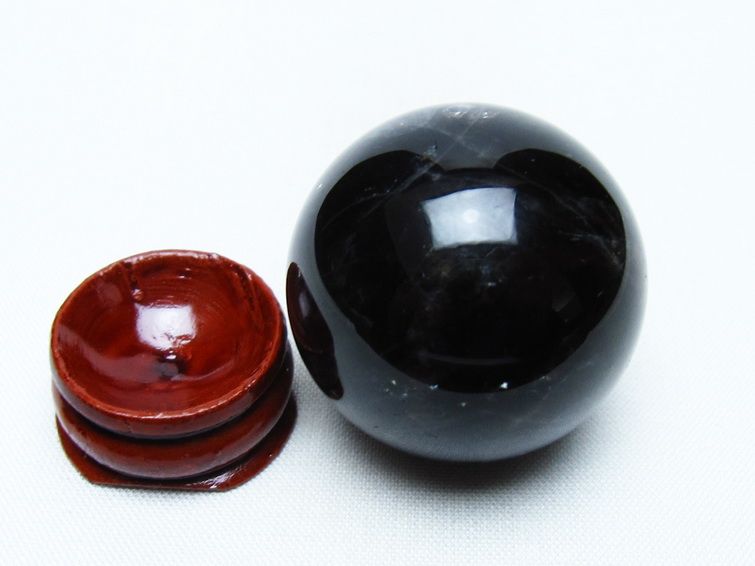 黒水晶 丸玉 35mm モリオン スフィア 置物 一点物 141-8195