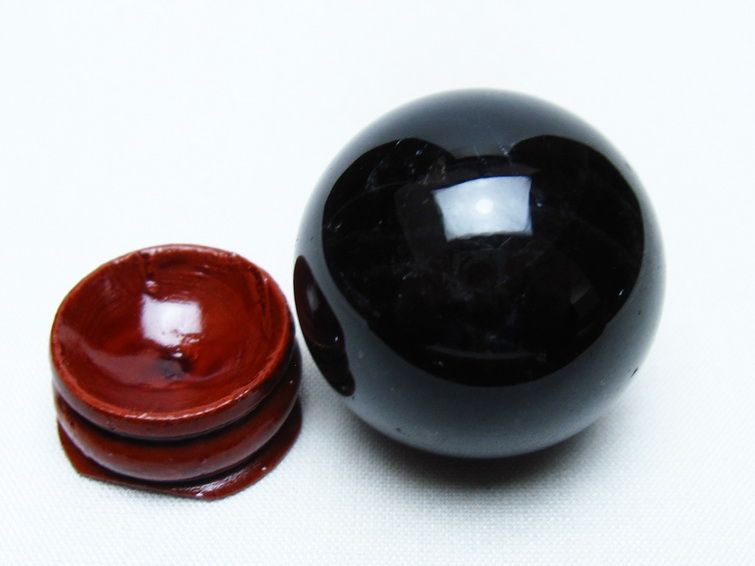 黒水晶 丸玉 35mm モリオン スフィア 置物 一点物 141-8199