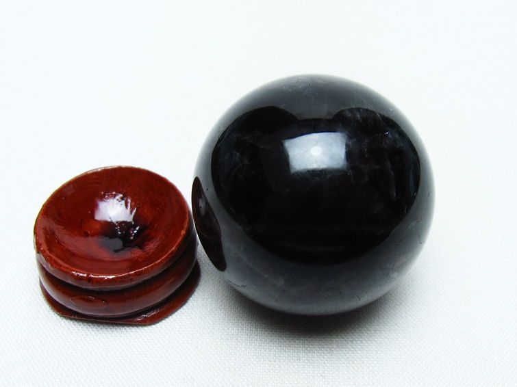 黒水晶 丸玉 35mm モリオン スフィア 置物 一点物 141-8204