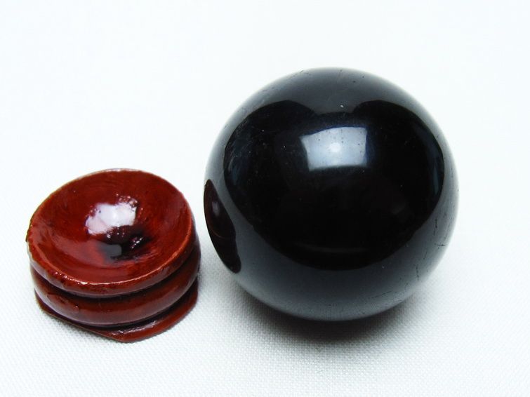 黒水晶 丸玉 35mm モリオン スフィア 置物 一点物 141-8206