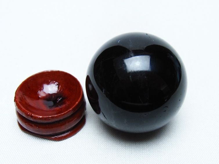 黒水晶 丸玉 34mm モリオン スフィア 置物 一点物 141-8219