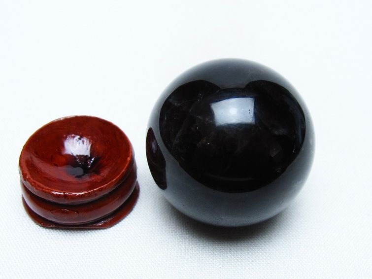 黒水晶 丸玉 34mm モリオン スフィア 置物 一点物 141-8220