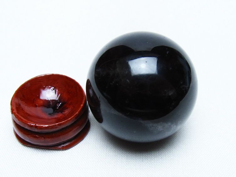 黒水晶 丸玉 34mm モリオン スフィア 置物 一点物 141-8221
