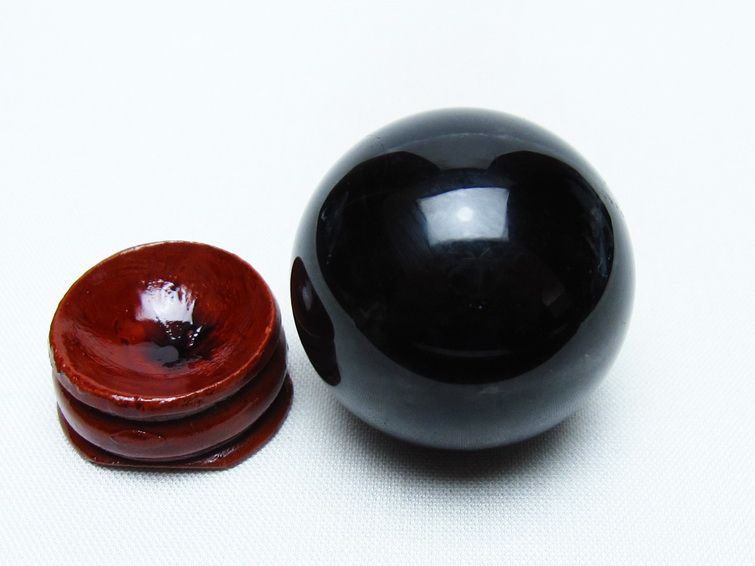 黒水晶 丸玉 34mm モリオン スフィア 置物 一点物 141-8222