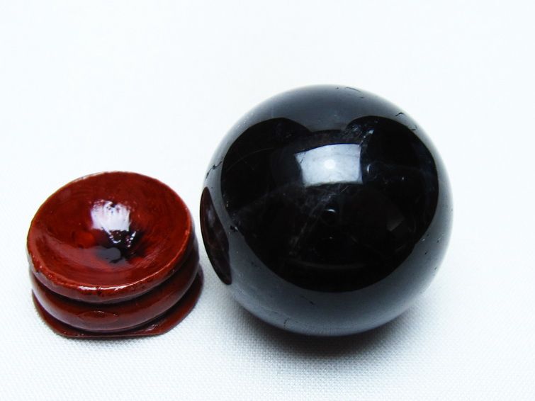 黒水晶 丸玉 34mm モリオン スフィア 置物 一点物 141-8230