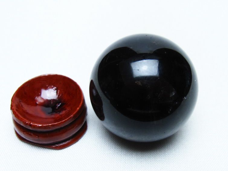 黒水晶 丸玉 34mm モリオン スフィア 置物 一点物 141-8235