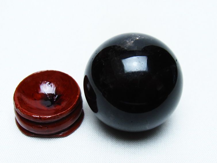黒水晶 丸玉 34mm モリオン スフィア 置物 一点物 141-8238