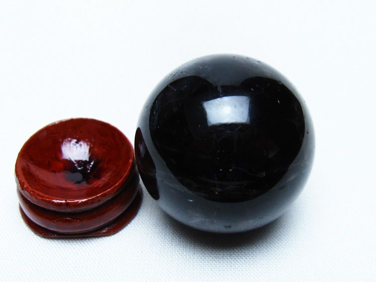 黒水晶 丸玉 34mm モリオン スフィア 置物 一点物 141-8241